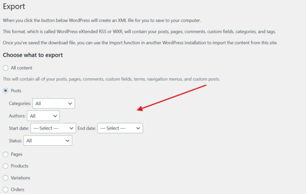 Export Posts from WordPress