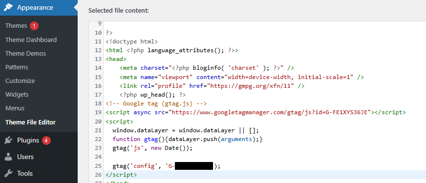 Insert Google Tag in Theme Editor