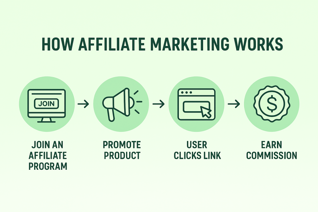 An infographic showing affiliate marketing processes