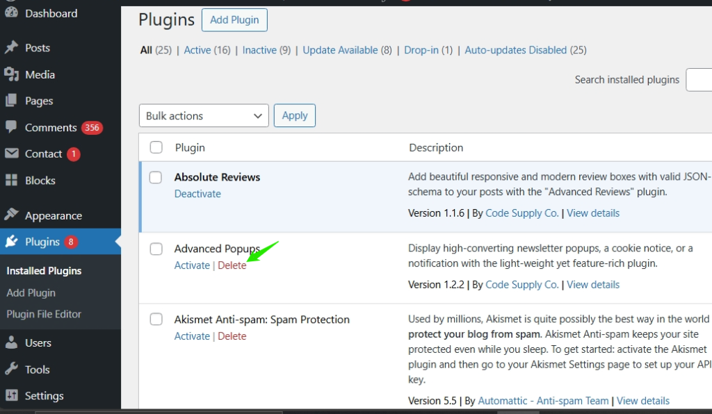 Clearing up unused plugins