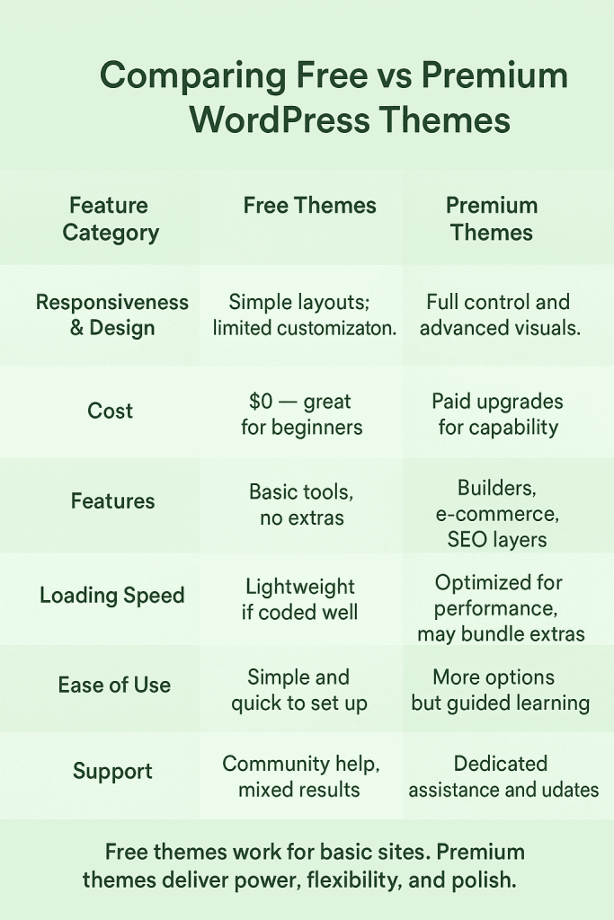 Comparing Free vs Premium WordPress Themes