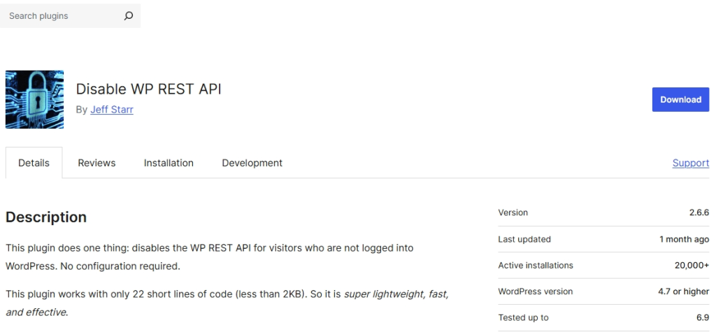 Disable the WordPress Rest API Plugin