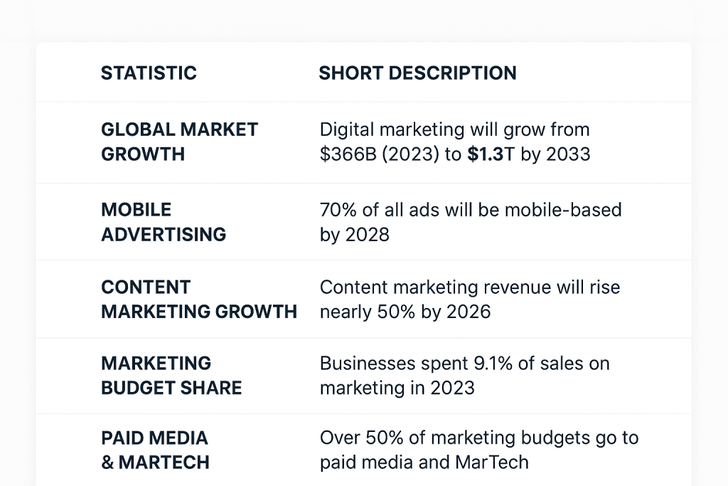 Digital Marketing Growth Rate Statistics