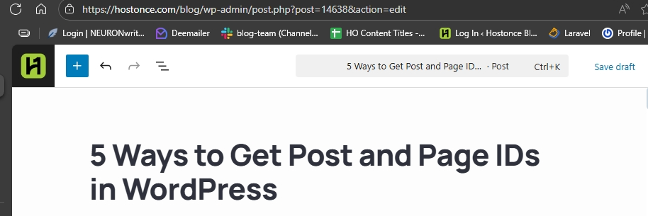  A picture showing WordPress IDs in URL
