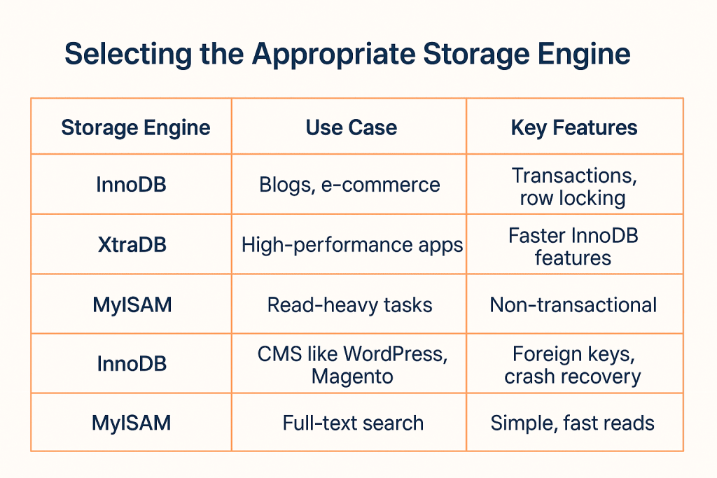 Selecting the Appropriate Storage Engine for VPS performance