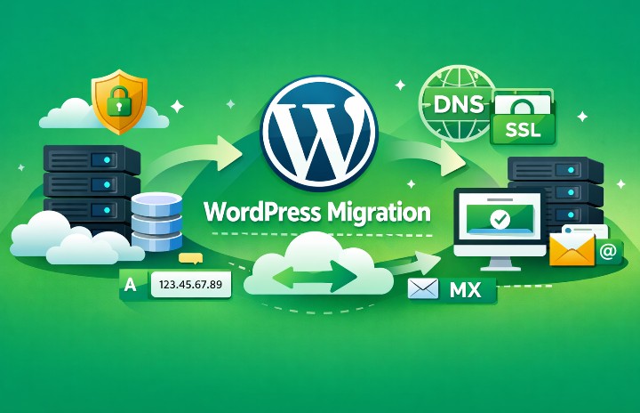 An image that shows the concept of WordPress migration