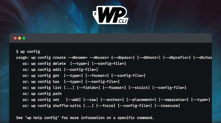 An image showing the code snippet of WordPress CLI