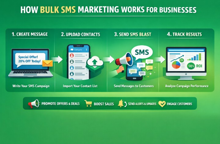 An image showing how bulk sms marketing works for businesses