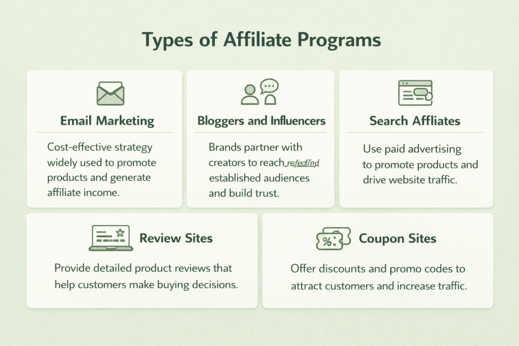 Types of affiliate programs