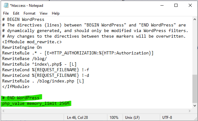 Increasing WordPress memory limit by editing .htaccess file