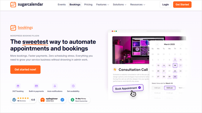 Sugar Calendar Bookings (Popular booking plugin)