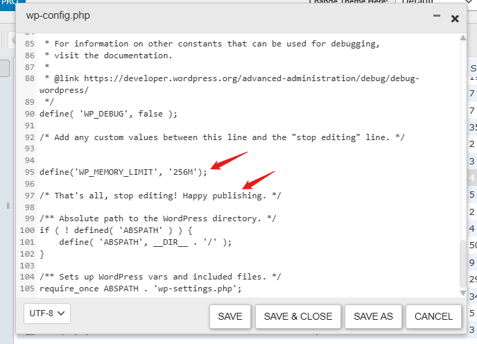 Increasing WordPress memory limit by editing the wp-config.php file
