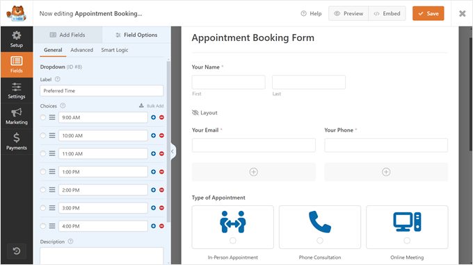 WP Forms (Popular appointment booking plugin)