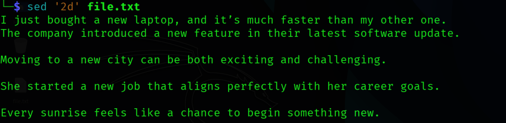 sed 2d command linux