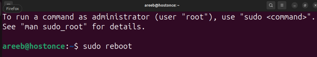 sudo reboot
