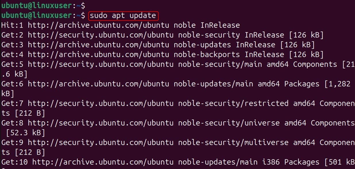 update packages list