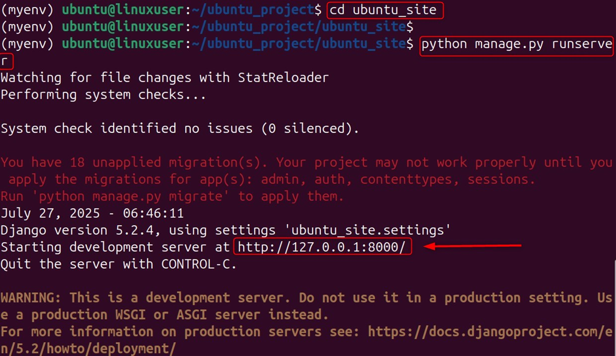 run the development server 