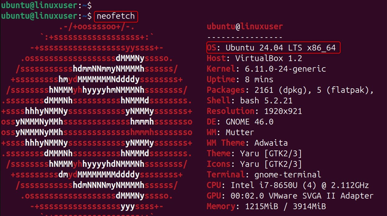 verify version neofetch
