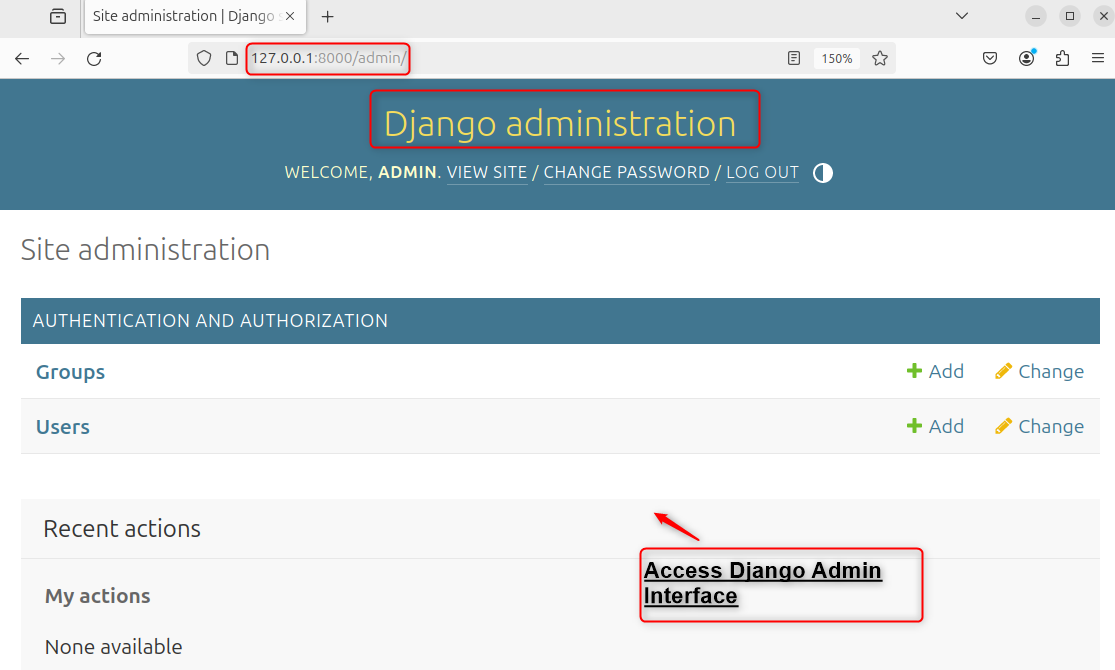 access django admin interface