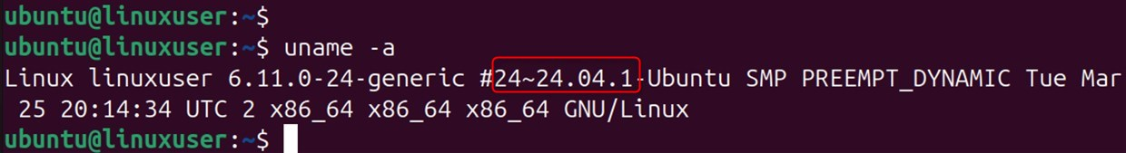 check version using uname command