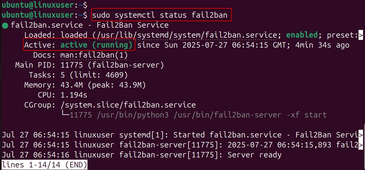 check fail2ban status