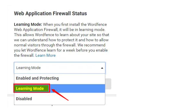 set Firewall Status to Learning Mode