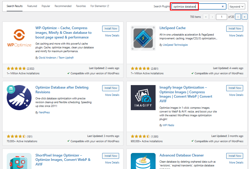optimize your database