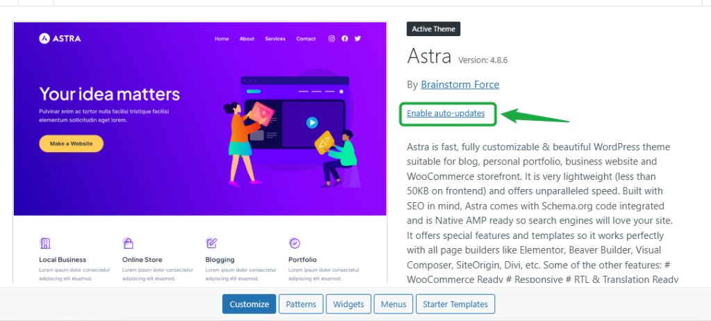 enable auto updates theme 