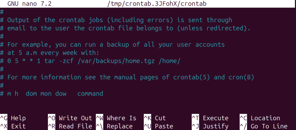 set up a cron job for another user