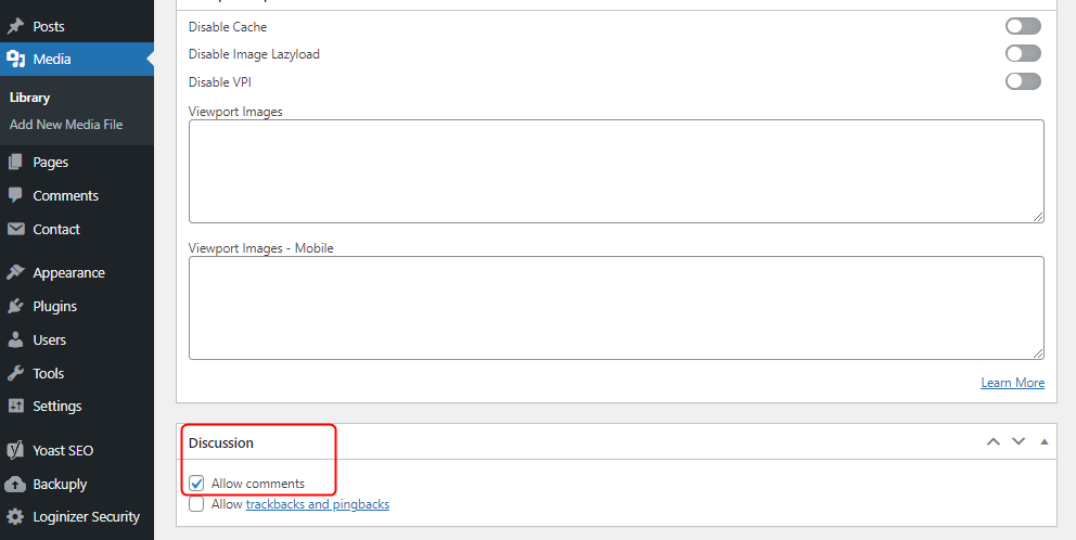 manage comments on media files