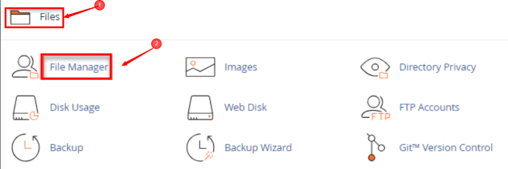 access file manager from your cpanel account
