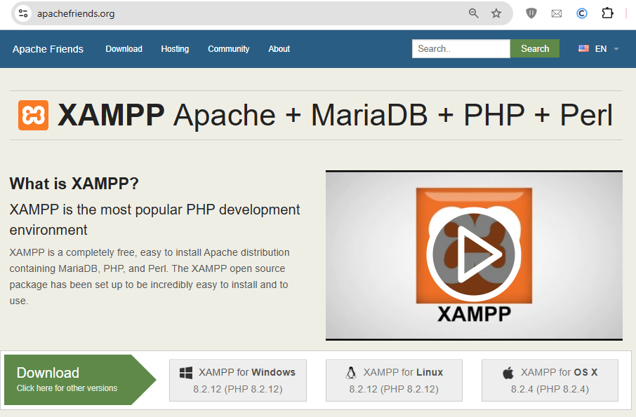 download XAMPP for your respective operating system